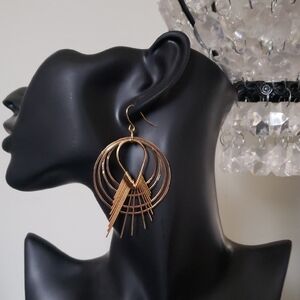 Women's Boho Gold Multi-Layer Circle Drop Pierced Earrings